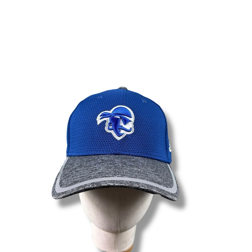 New Era 39Thirty Seton Hall Pirates Flex-Fit Hat Blue/Heathered Gray Sz M/L EUC